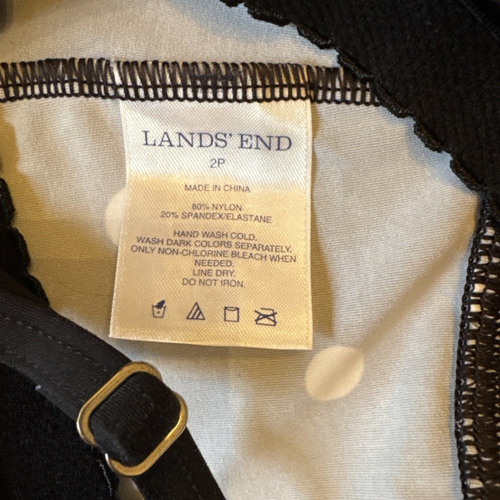 Land's End Tankini Top Black White Size‎ 2P Polka Dot Adjustable Strap - Picture 4 of 4